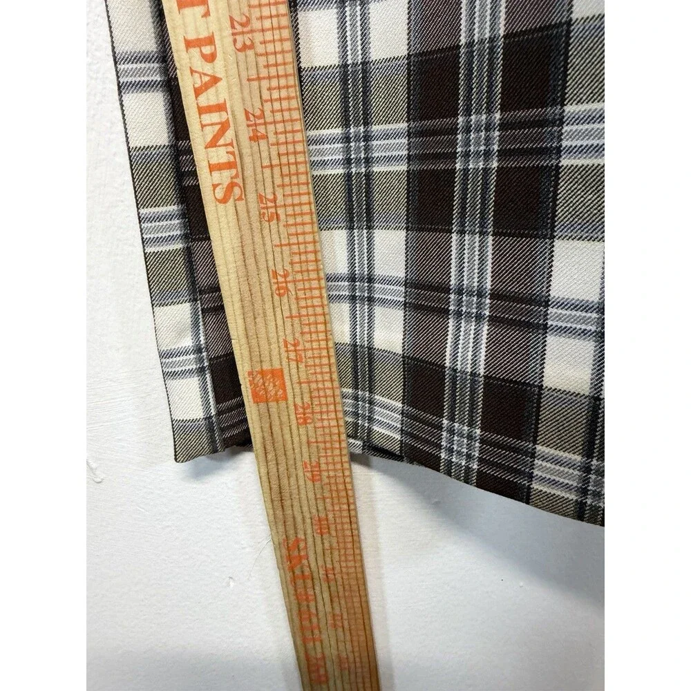 Reformation Y2K Women’s Franklin brown Plaid Straight Leg Pants Rayon Sz 2 - Picture 8 of 16